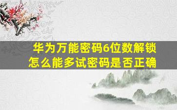 华为万能密码6位数解锁怎么能多试密码是否正确