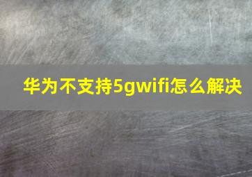 华为不支持5gwifi怎么解决