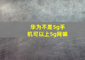 华为不是5g手机可以上5g网嘛