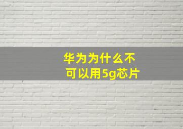 华为为什么不可以用5g芯片