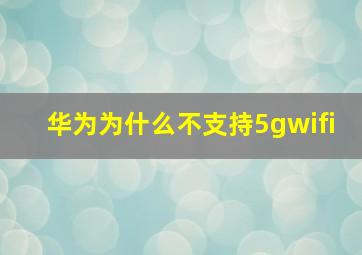 华为为什么不支持5gwifi