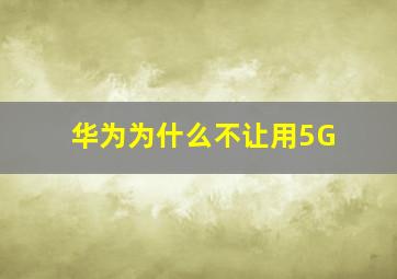 华为为什么不让用5G