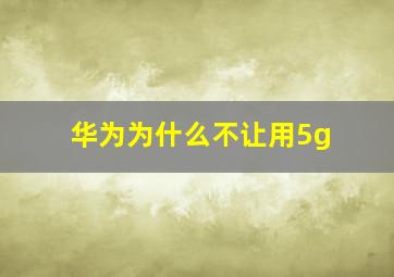 华为为什么不让用5g