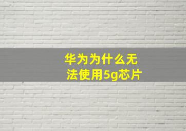 华为为什么无法使用5g芯片