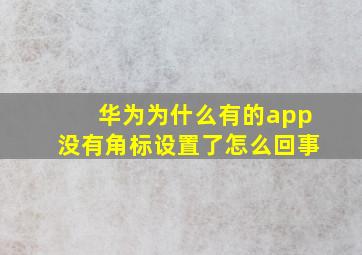 华为为什么有的app没有角标设置了怎么回事