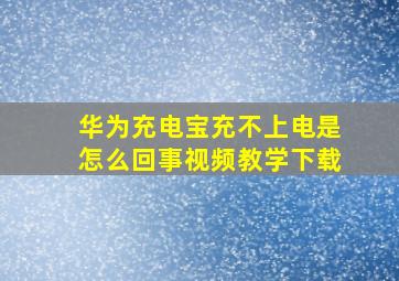 华为充电宝充不上电是怎么回事视频教学下载