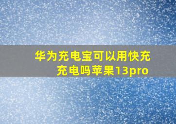 华为充电宝可以用快充充电吗苹果13pro