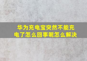 华为充电宝突然不能充电了怎么回事呢怎么解决