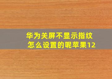 华为关屏不显示指纹怎么设置的呢苹果12