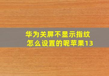 华为关屏不显示指纹怎么设置的呢苹果13