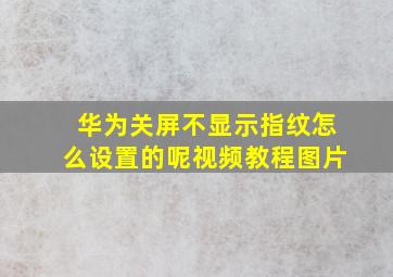 华为关屏不显示指纹怎么设置的呢视频教程图片