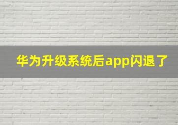 华为升级系统后app闪退了