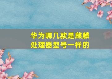 华为哪几款是麒麟处理器型号一样的