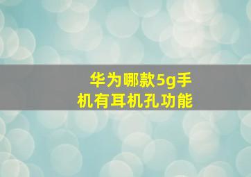 华为哪款5g手机有耳机孔功能