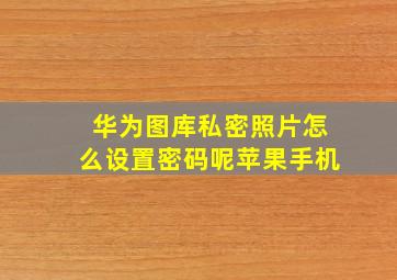 华为图库私密照片怎么设置密码呢苹果手机