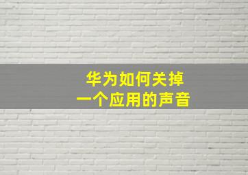 华为如何关掉一个应用的声音