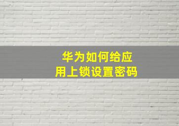 华为如何给应用上锁设置密码