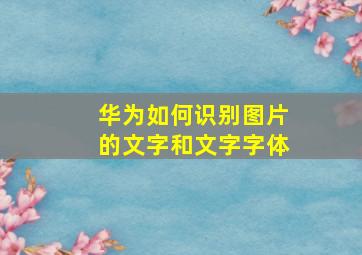 华为如何识别图片的文字和文字字体