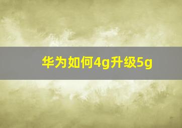 华为如何4g升级5g