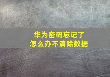 华为密码忘记了怎么办不清除数据