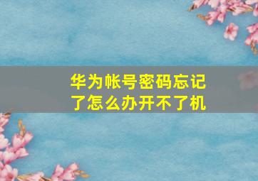 华为帐号密码忘记了怎么办开不了机