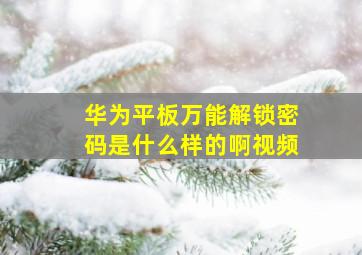 华为平板万能解锁密码是什么样的啊视频