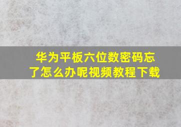 华为平板六位数密码忘了怎么办呢视频教程下载