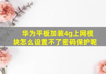 华为平板加装4g上网模块怎么设置不了密码保护呢