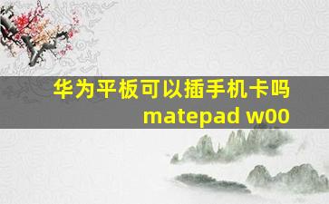 华为平板可以插手机卡吗matepad w00