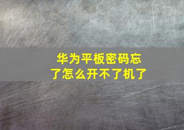 华为平板密码忘了怎么开不了机了