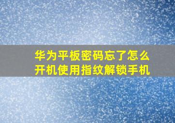 华为平板密码忘了怎么开机使用指纹解锁手机