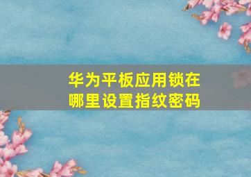 华为平板应用锁在哪里设置指纹密码