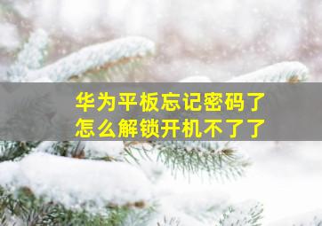 华为平板忘记密码了怎么解锁开机不了了