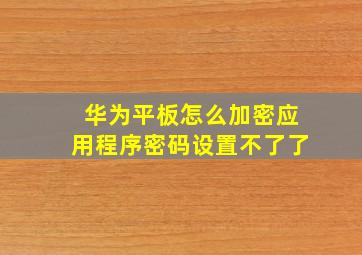 华为平板怎么加密应用程序密码设置不了了