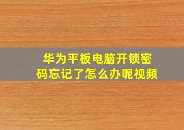 华为平板电脑开锁密码忘记了怎么办呢视频