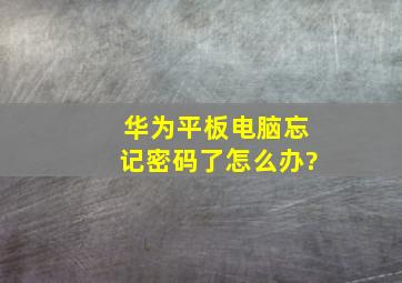 华为平板电脑忘记密码了怎么办?