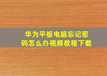 华为平板电脑忘记密码怎么办视频教程下载