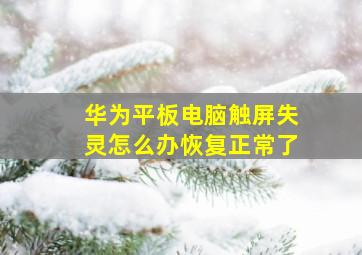 华为平板电脑触屏失灵怎么办恢复正常了