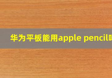 华为平板能用apple pencil吗