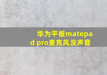 华为平板matepad pro麦克风没声音