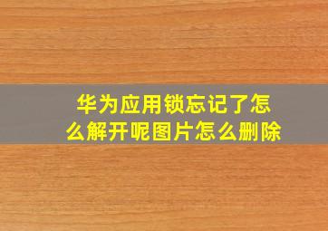 华为应用锁忘记了怎么解开呢图片怎么删除