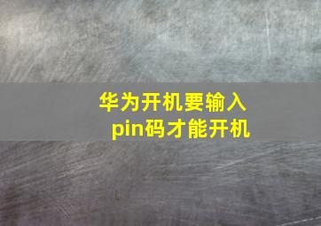 华为开机要输入pin码才能开机