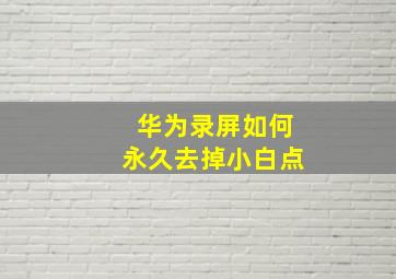 华为录屏如何永久去掉小白点