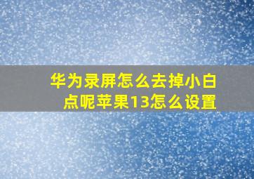 华为录屏怎么去掉小白点呢苹果13怎么设置