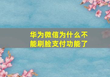 华为微信为什么不能刷脸支付功能了