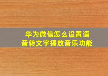 华为微信怎么设置语音转文字播放音乐功能