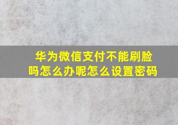 华为微信支付不能刷脸吗怎么办呢怎么设置密码