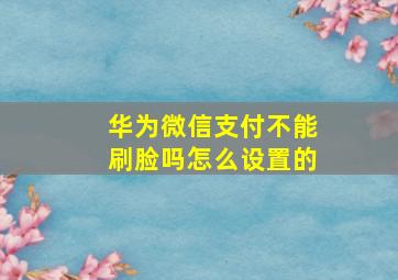 华为微信支付不能刷脸吗怎么设置的