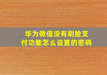 华为微信没有刷脸支付功能怎么设置的密码