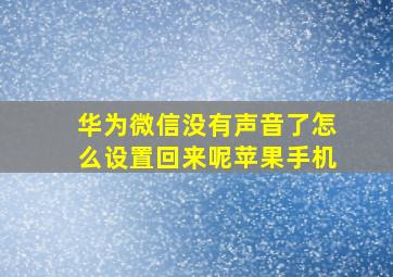 华为微信没有声音了怎么设置回来呢苹果手机